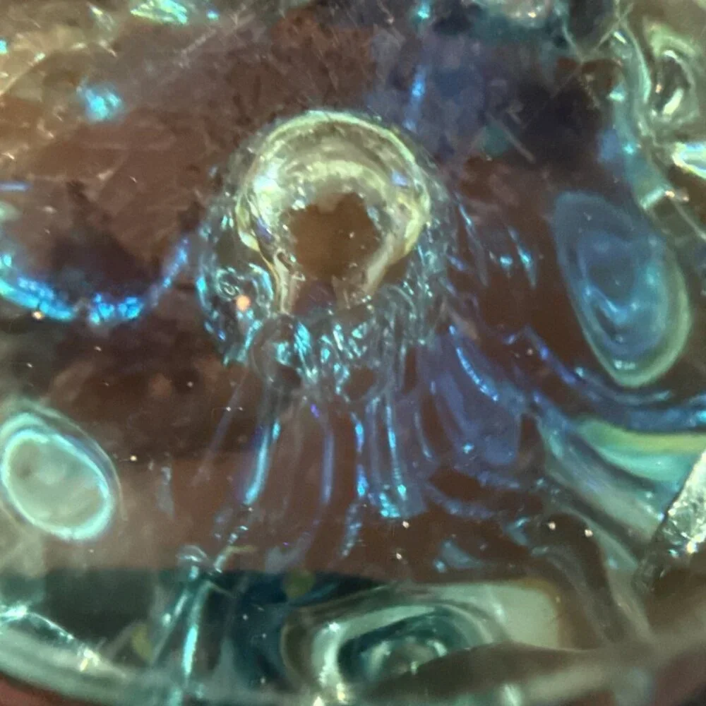 VTG Aqua Ocean blue Murano type Flower glass bowl Ashtray Trinket Dish - Picture 5 of 8